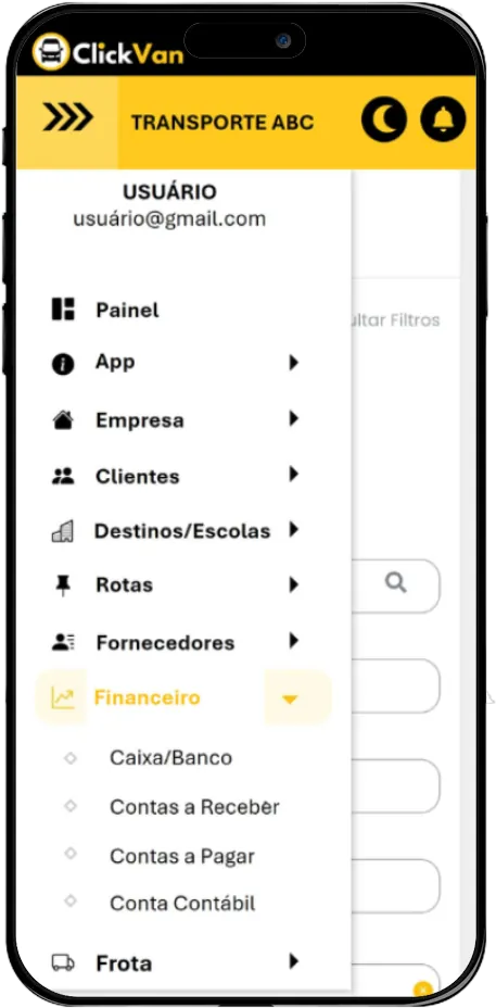 iphone com tela exibindo o site do click van